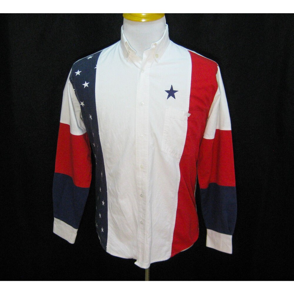 SAN ANGELO Men's (Size Small) Red White Blue Western Cowboy Shirt Texas 4th July